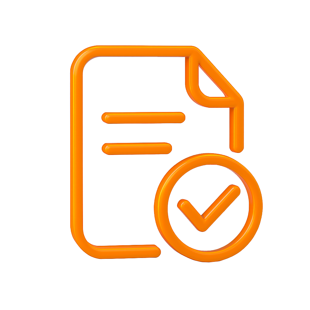 Verification documents with checkmark
